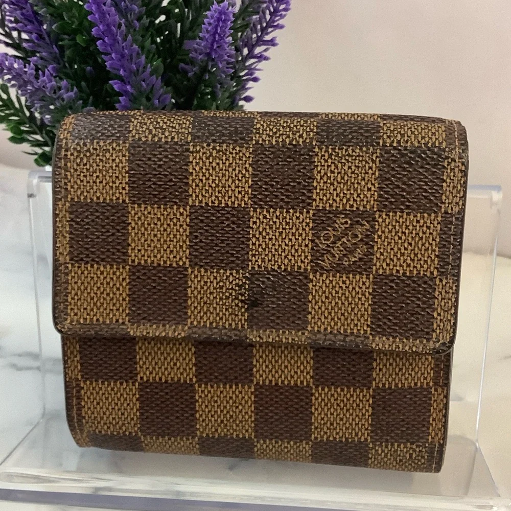 GUC Louis Vuitton Damier Ebene Elise Compact Wallet